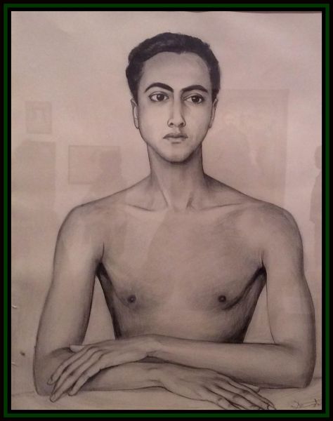 Pencil portrait of a young man.