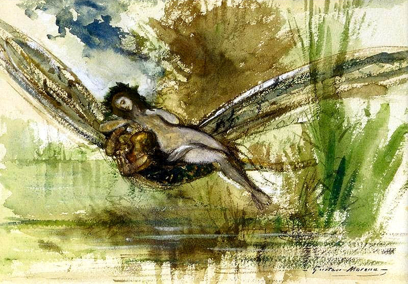 Dragonfly painting by Gustave Moreau