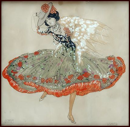 Drawing of La Belle Otero by Leo Rauth. Click the image to see a few seconds of her dancing.