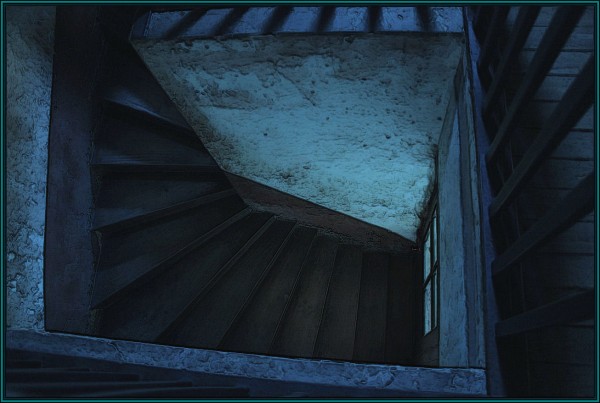 Wikimedia photo of Vincent's stairs by WvdV, altered by me.