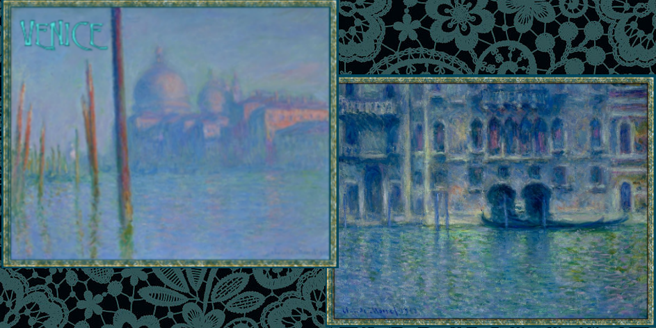 A collage of two different paintings with the same image.